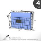 X-cosrack 4-Tier Hanging Wall File Holder Vertical Wall Mount Metal Wall File Organizer with Tag Slot Document Magazine Rack 