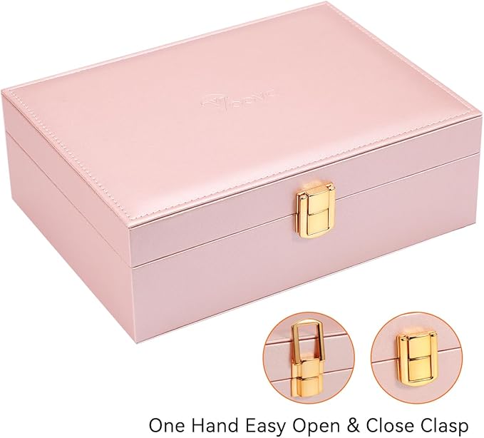 Voova Jewelry Box Organizer for Women Girls, 2 Layer Large Men Jewelry Storage Case, PU Leather Display Jewellery Holder with