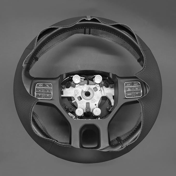 MEWANT Steering Wheel Covers for Dodge RAM 1500/1500 Classic / 2500/3500 / 5500 Hand-Stitched Genuine Leather ram Steering Wheel Wrap