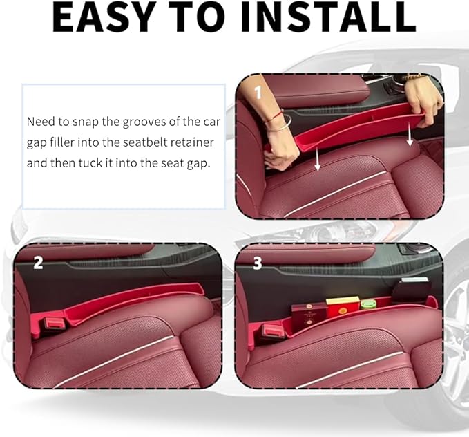2PCS New Car Seat Gap Filler with 2 Storage Areas,Stylish Car Seat Gap Storage for Stabilizing Phone,Keys Wallet,Universal Car Seat Gap Filler Organizer (Carbon Beige)