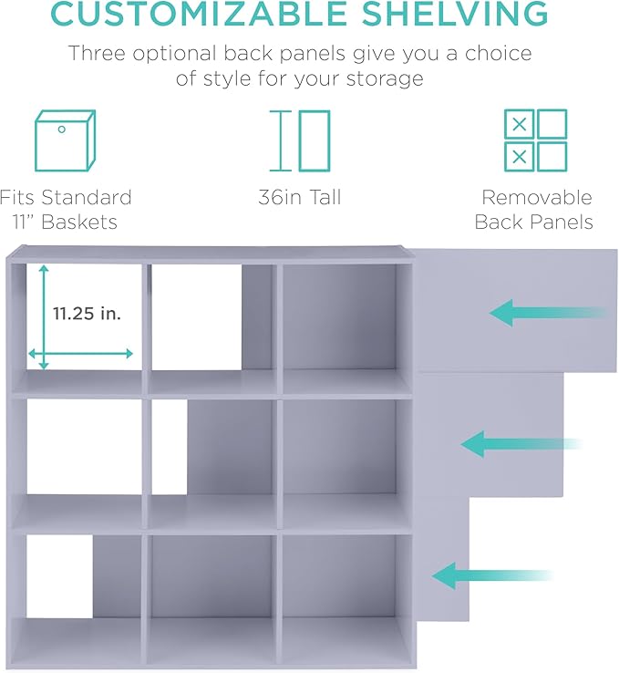 Best Choice Products Kids Bookcase 9-Cube Storage Organizer, 11in Shelf Opening, Bookshelf, Toy Storage, Customizable w/ 3 Re
