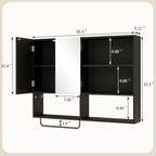Medicine Cabinet, Wooden Bathroom Wall Cabinet with 2 Doors, Adjustable Shelves & Towel Bar, Over Toilet Storage Cabinet Wall
