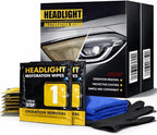 Car Headlight Restoration Kit, 2-Step Headlight Cleaner with Oxidation Removal & Ceramic Coating Wipes, Removes Oxide & Yellowing Restore Clarity, Headlight Polish Restorer Kit (2 Set)