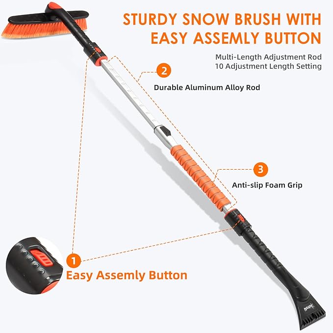 AstroAI 47.2" Ice Scrapers & Ski Mask Balaclava for Cold Weather Black