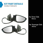 TRQ 2 Piece Driver and Passenger Side Mirror Assembly Set Power Folding Electric Adjustment Heated Memory Gray Compatible wit