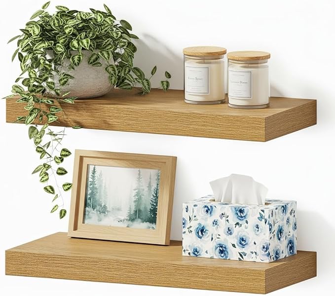 Vivelove Floating Shelves for Wall Mounted, 16 inchs Shelf for Small Bathroom, Bedroom, Living Room, Kitchen, Modern Home Dec