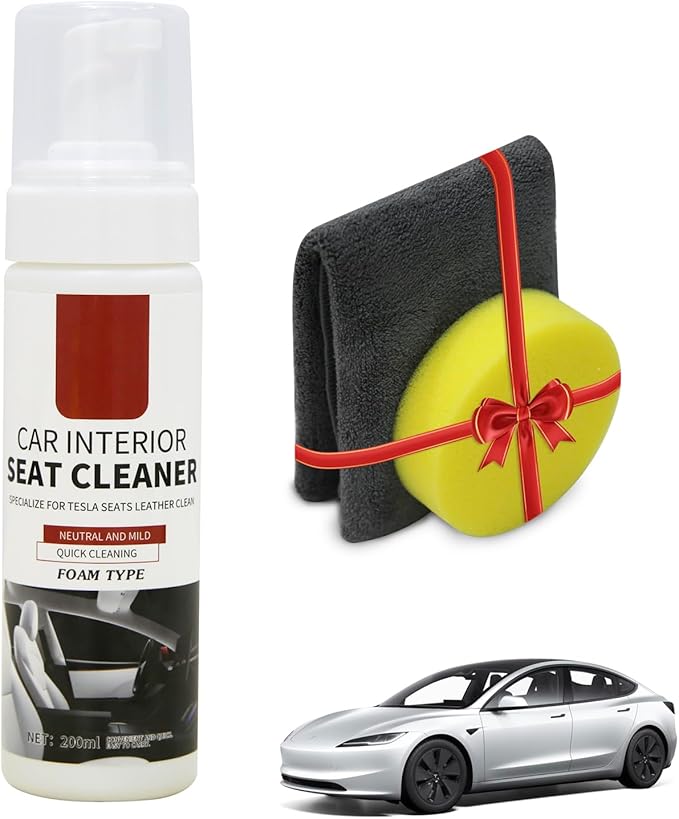 Interior Cleaner for Tesla White & Black Vegan Leather Seat Protectant Car Care Cleaning Kit Stain Remover Safe for Tesla Mod