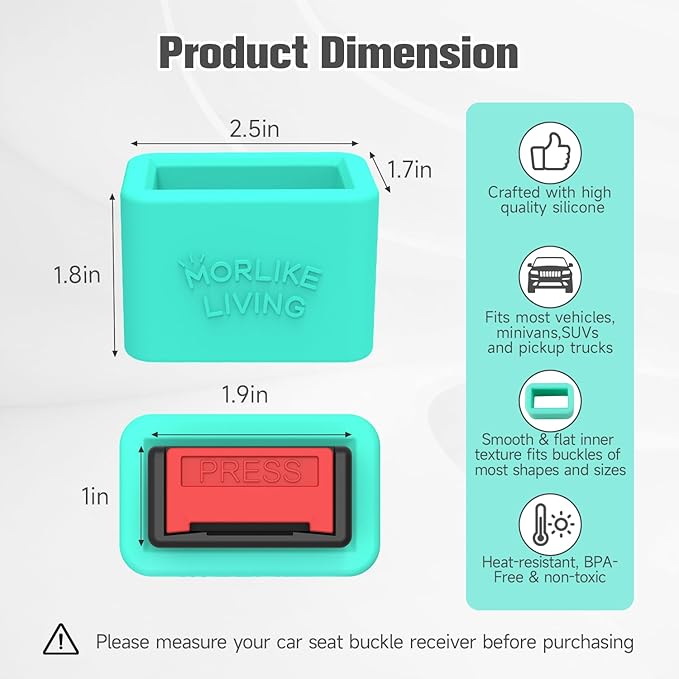 Morlike Silicone Buckle Holder Booster - Fits Most, Not All (Light Blue, 2 Pack)