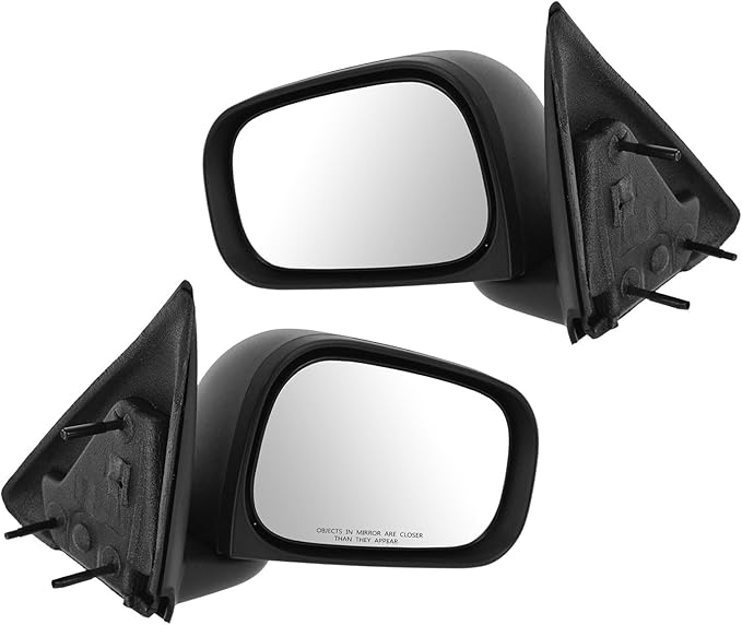 TRQ 2 Piece Driver and Passenger Side Mirror Assembly Set Manual Adjustment Non-Heated No Memory Textured Compatible with 200
