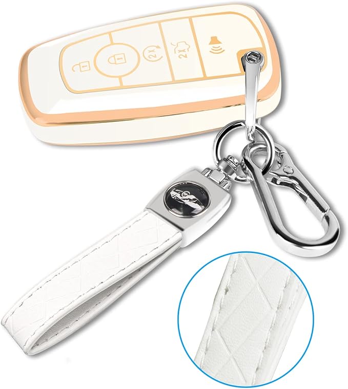 MILD EAST For Ford Key Fob Cover with Keychain, Soft TPU Key Case Shell Full Protection for Ford Explorer Fusion Escape Edge 