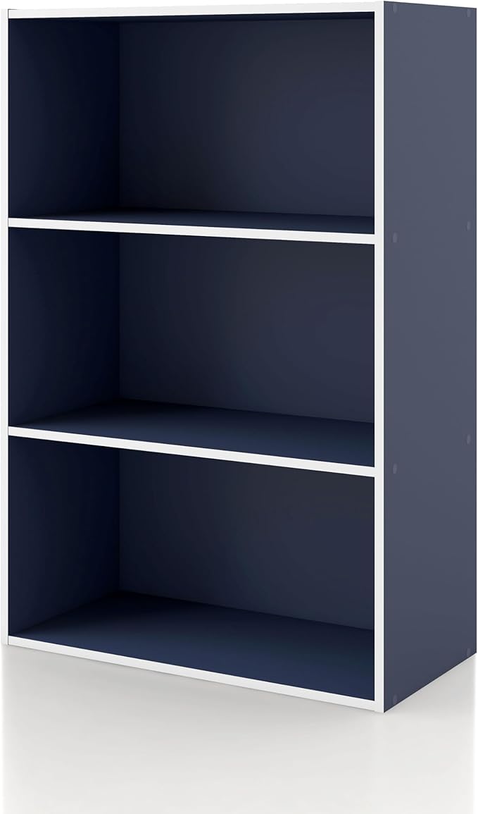 Homes: Inside + Out Apexa 3-Tier Cube Storage Organizer Shelves, Stackable Wood Bookcase Fits Cubby Bins for Organization, Do