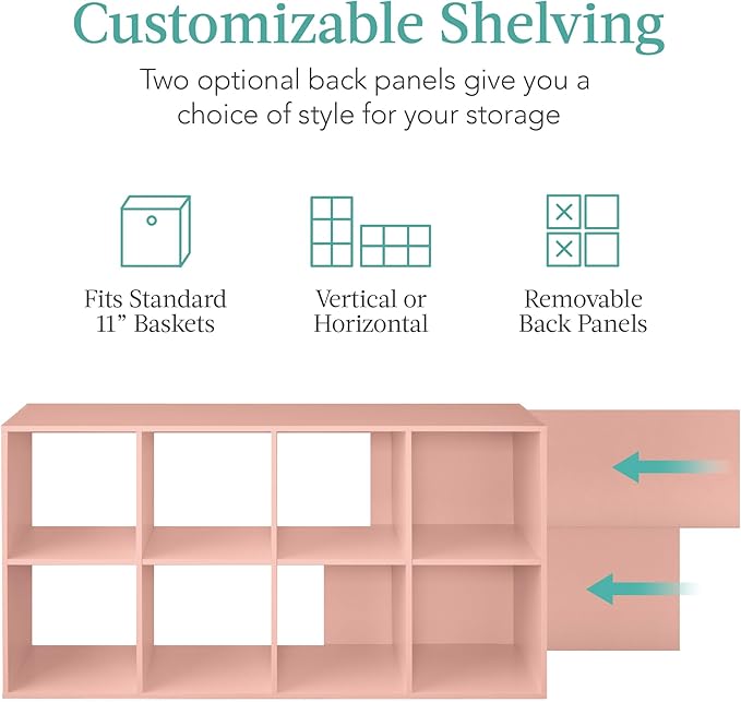 Best Choice Products Kids Bookcase 8-Cube Storage Organizer, 11in Shelf Opening, Bookshelf, Toy Storage, Customizable w/ 3 Re