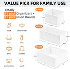 Criusia Closet Drawer Organizer Clothes, 15 Pack White Dresser Organizer for Baby Clothes, Fabric Drawer Dividers for Nursery