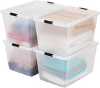 IRIS USA 4-Pack High-Capacity Clip Box with Latching Lids, 55 Quart Storage Bins, Supply Containers for Home, Office & Classr