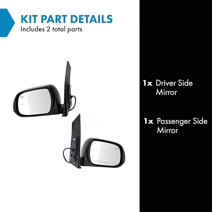 TRQ Driver & Passenger Side Power Heated Mirrors with Blind Spot Indicator Paint to Match Compatible with 2018-2020 Toyota Si