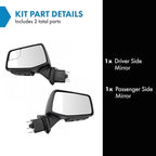 TRQ Driver and Passenger Side Mirror Set Power Heated Memory Textured Black with Spotter Glass Compatible with 2019-2021 Chev
