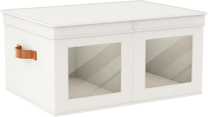 Univivi Large Storage Boxes with Lids, Collapsible Foldable Storage Bins for Clothes, [1-Pack] Fabric Storage Cubes with Hand