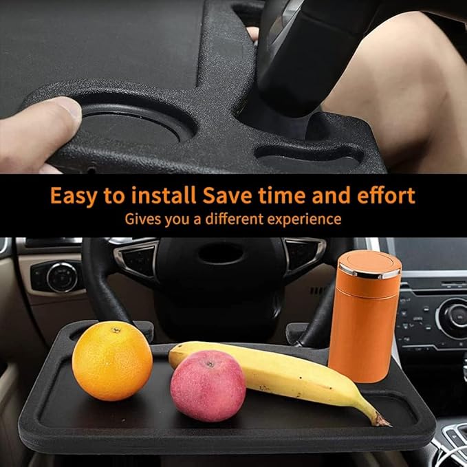 Steering Wheel Desk Tray for Infiniti EX35 FX35 FX50 G25 G35 G37 Q60 QX50 QX56 QX70, Driver Seat Laptop Mount Portable Food Eating Table Travel Accessory Black Plastic