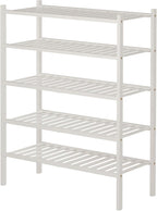 ROMGUAR CRAFT 5 Tier Bamboo Shoe Rack for Closet Free Standing Wood Shoe Shelf for Entryway Small Space Stackable 27"x11"x33"