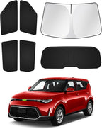 Window Shades for Kia Soul 2020-2025 2026 Accessories Windshield Sun Shade Side Rear Window Covers Sunshade Sun Visor Shield Privacy Protection Keep Vehicle Cool Black 6PCS