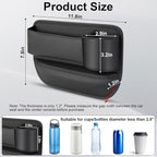 Car Seat Gap Filler Organizer with Cup Holders, Seat Gap Storage Box for Drinks, Phones, Keys, Sunglasses, Cards, and Small Essentials (Black, Passenger Seat)