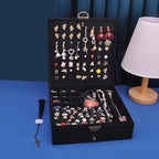 Women Jewelry Box Lockable 3 Layers Large Jewelry Organizer Storage Case for Earrings Necklaces Rings Bracelets,Green Display