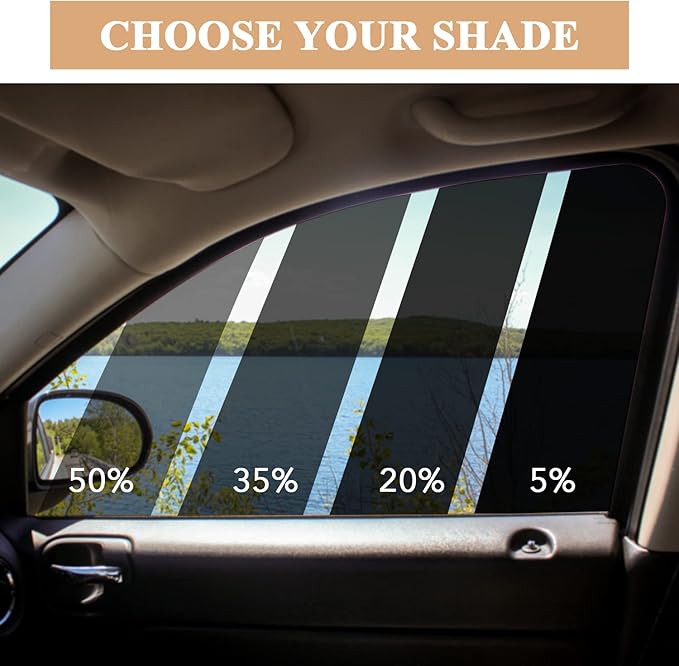 TRUE LINE Automotive Window Tint Film - 99% UV Rejection, 50% Tint, Heat Shield, Privacy - 22" Wide x 10' Long