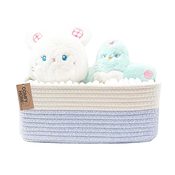 COMFY-HOMI 11.5"x7.5"x4.7" Storage Baskets for Organizing | Cotton Rope Woven Basket | Toy Storage Bin Box | Basket for Shelv