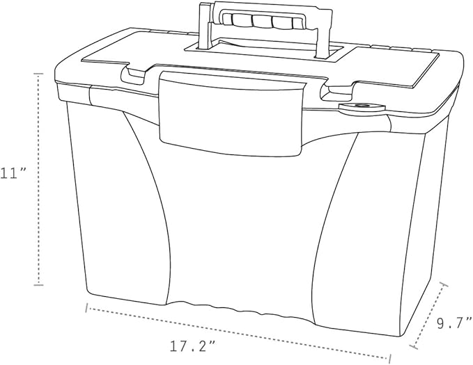 Storex Portable File Box with Organizer Lid, 17.13 x 9.63 x 11 Inches, Frosted/Silver (STX61511U01C)