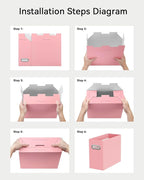 Oterri File Organizer Box, Portable Collapsible Cardboard File Folder Organizer with Handle for Letter Size Hanging Files, Do