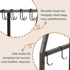3-Tier Purse Stand Handbag Organizer, Hall Tree for Entryway Steel Frame, with 8 Removable Hooks，Clothes Rack Stand Organizer