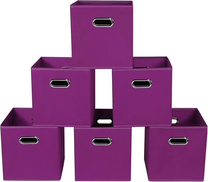 Fabric storage bins Cubes, Fabric Cube Organizer with Handle, Foldable Cube Bins for Cloth or Accessary Storage, 11x11x11, Se