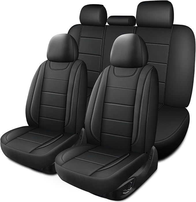 Car Seat Covers, Quilting Leather Seat Covers Full Set, Waterproof Faux Leather Automotive Seat Covers for Cars, Universal Ca