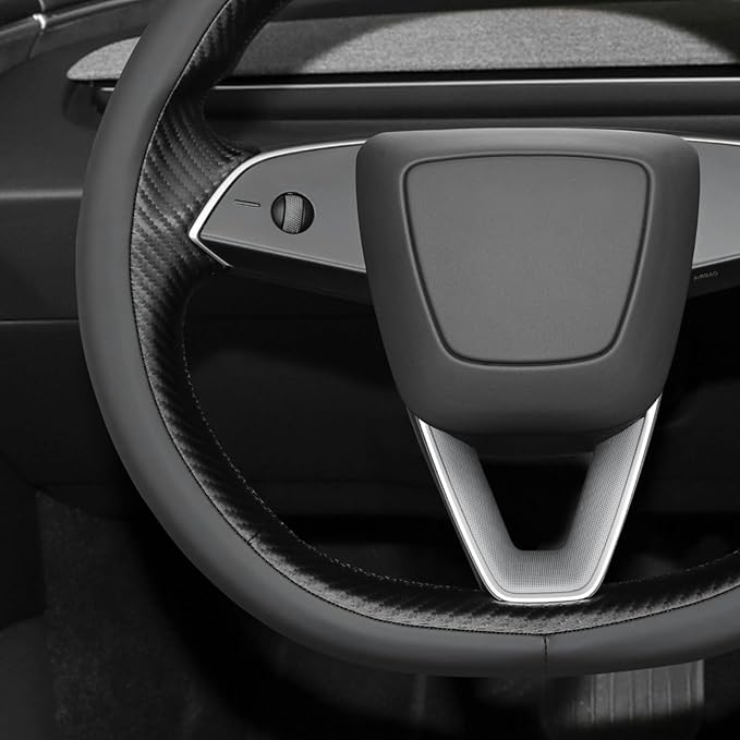 MEWANT DIY Stitching Real Leather Steering Wheel Cover Wrap for Tesla Model 3 Highland 2023-2025/Model Y 2025 Highland for Tesla Model 3/Model Y Accessories(3D Style)