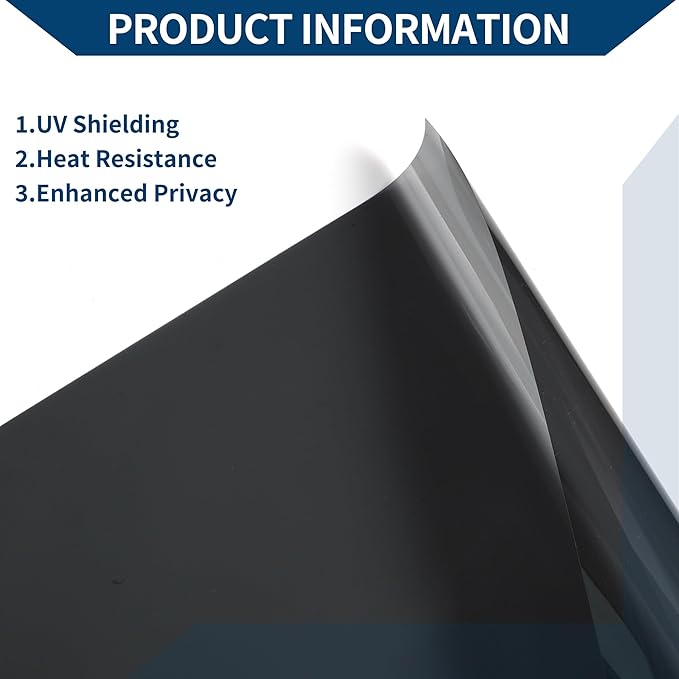 Car Window Tint Film Window Privacy Film Car Carbon 2 PLY PET 24.61 ft x 23.62 Inch 1 Pc Black VLT 34% IRR 45% UVR 93%