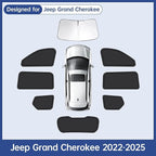 8pcs Car Window Shades for Jeep Grand Cherokee 2022-2025(NOT for Grand Cherokee L&Cherokee), Full Car Window Covers for Privacy, Rear Windshield Side Windows Sunshades to Block UV and Protect Privacy