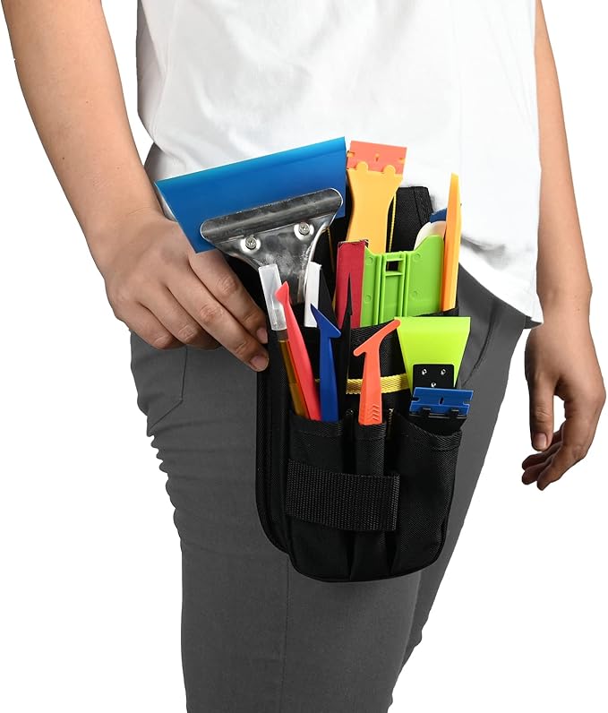 EHDIS Organizer Tool Pouch Multi-Purpose Wrapping Tool Bag Mini Work Holder Heavy-Duty Small Organizer for Car Window Tint Film Installer