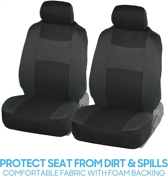 BDK PolyPro Car Seat Covers Full Set in Reverse Charcoal, Front and Rear Split Bench Seat Covers for Cars, Easy to Install Ca