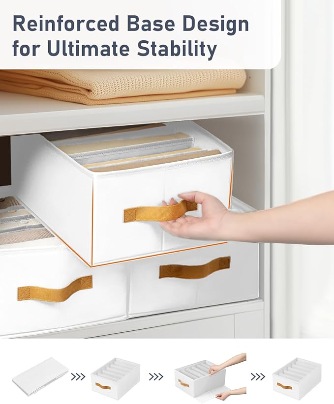 DIMJ Large Wardrobe Clothes Organizer - 4 Packs Fabric Closet Storage Organizer with Handles, Foldable Closet Organizers Divi