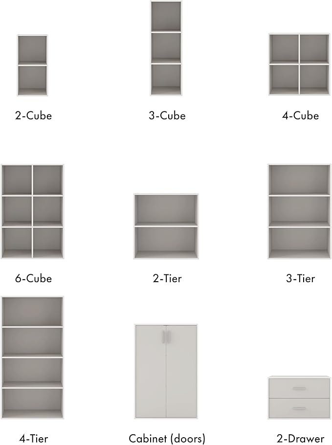 Homes: Inside + Out Apexa 3-Cube Storage Organizer Shelves, Stackable Wood Bookcase Fits Cubby Bins for Organization, Dorm Te