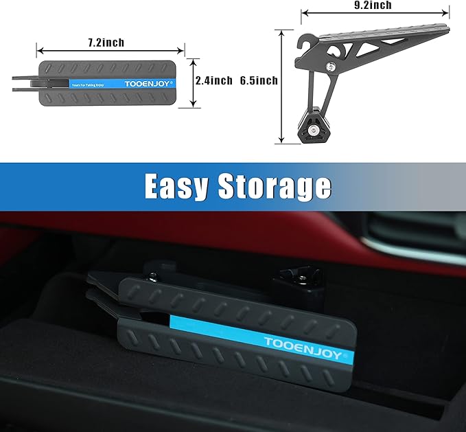 TOOENJOY Universal Fit Car Door Step, Foldable Roof Rack Door Step Up on Door Latch, Both Feet Stand Pedal Ladder, Easy Access to Rooftop for Most Car, SUV, Truck, Max Load 400 lbs (Grey)