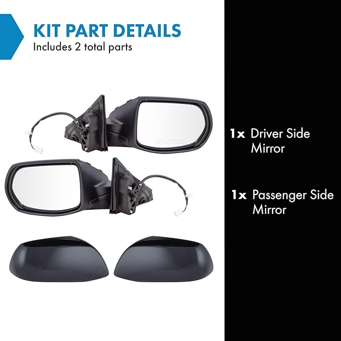 TRQ Driver & Passenger Side Power Mirror Set Paint to Match Compatible with 2016-2022 Honda HR-V, HO1320285 HO1320308 HO13212