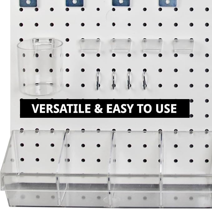 Azar Displays, 900945-WHT, 70 Piece Pegboard Organizer, Wall Mount Peg Board Combination Panel Kit for Bedroom, Craft Room, S