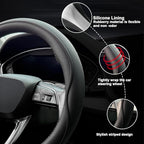 HAOTULE Leather Steering Wheel Cover， with Anti-Slip Stripe Design - Enhanced Grip, Fashion Style, Safe, Non-Slip, Breathable