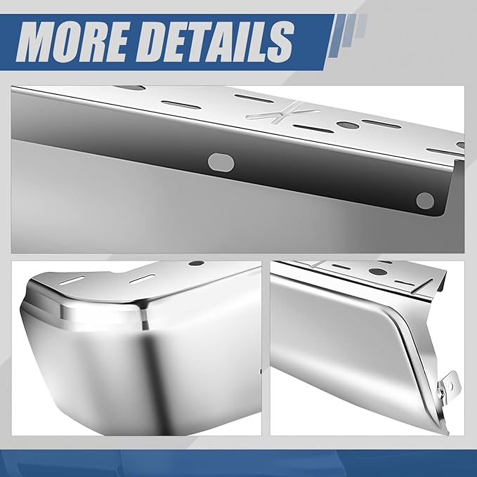 Auto Dynasty Rear Bumper End Caps Cover Compatible with 2015-2020 Ford F-150, Driver Left Side, Non Parking Sensor Holes, Polished Chrome