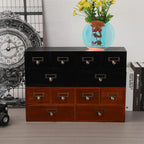 Apothecary Drawers Wooden Storage Box Vintage Wooden Drawers Wood Desktop Organizer Countertop Storage Box Library Card Catal