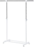 LiaMeE Adjustable Clothing Rack for Hanging Clothes, Heavy Duty Garment Rack with Wheels，Free Standing Rolling Clothes Rack w