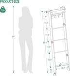 Hzuaneri Blanket Ladder Shelf, Decorative Quilt Rack, 6-Tier Farmhouse Ladder Holder Organizer with 4 Removable Hooks 7.9" D 