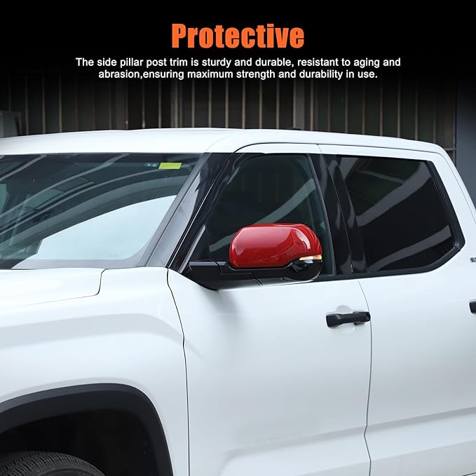 2PCS Side Door Mirror Cover for Toyota Tundra 2022-2025/ Sequoia 2023-2025, Car Exteror Rear View Mirror Housing Protector Cover Cap (Only for versions with turn signals) (Red)