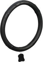 KAFEEK 15 Inch Genuine Top-Grain Leather Steering Wheel Cover, Anti-Slip Diamond Grid Texture, Breathable Cowhide Car Steerin